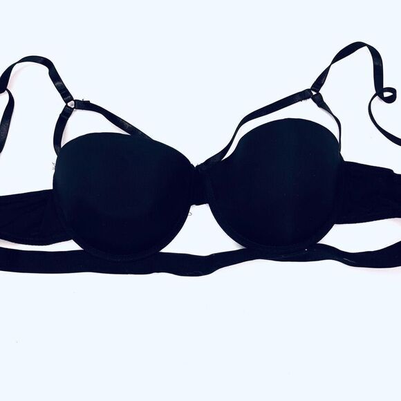 Youmita Womens Strappy Contour Balconette Underwire Bra Black Size 34C - Picture 1 of 4